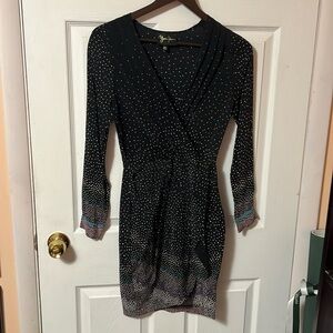 Yumi Kim black/mini polka dot faux wrap mini dress - size XS​​